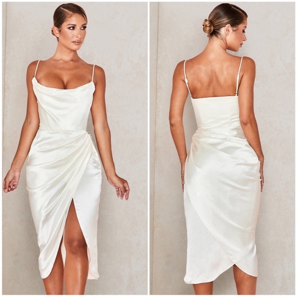 HOUSE OF CB 'Reva' Ivory Satin Balcony Corset Dress NWOT - Picture 4 of 13